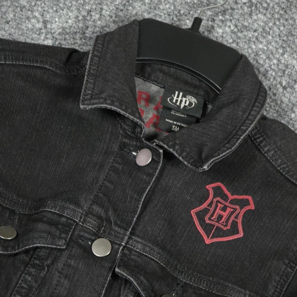 Harry Potter Gryffindor Denim Jacket Women's SM Black Red Lion Graphic